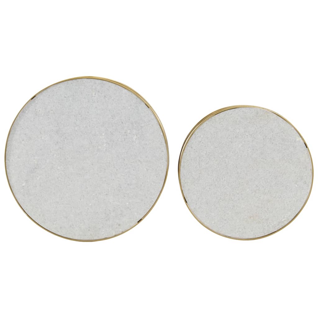 Ensemble de table basse 2 pcs Marbre Laiton et blanc