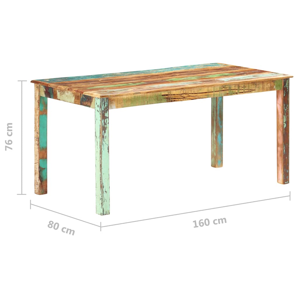 Table de salle à manger Bois de récupération solide 160x80x76cm