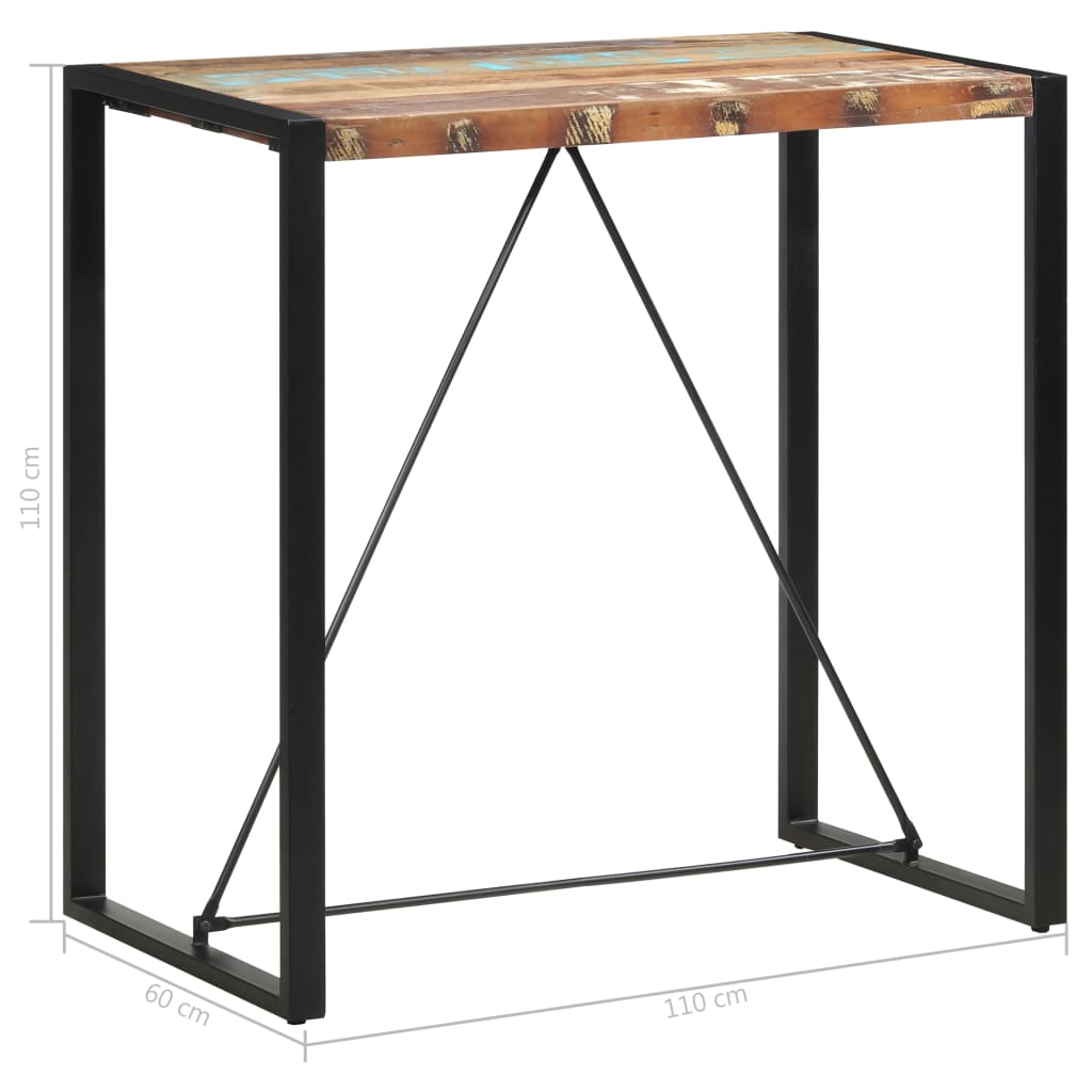 Table de bar 110x60x110 cm Bois massif de récupération - XIOS