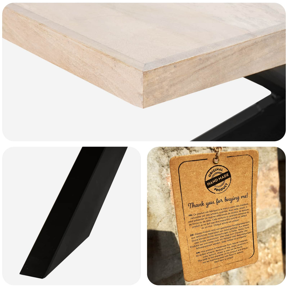 Table à dîner 180x90x76 cm Bois de manguier massif blanchi
