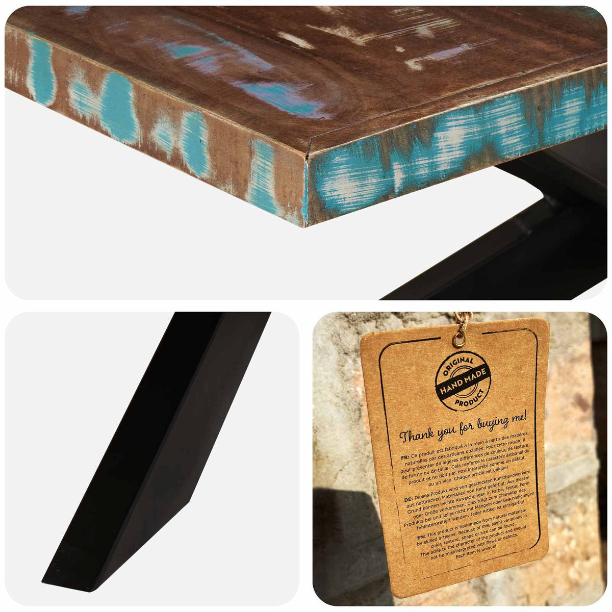 Table de salle à manger 180x90x76cm Bois de récupération solide