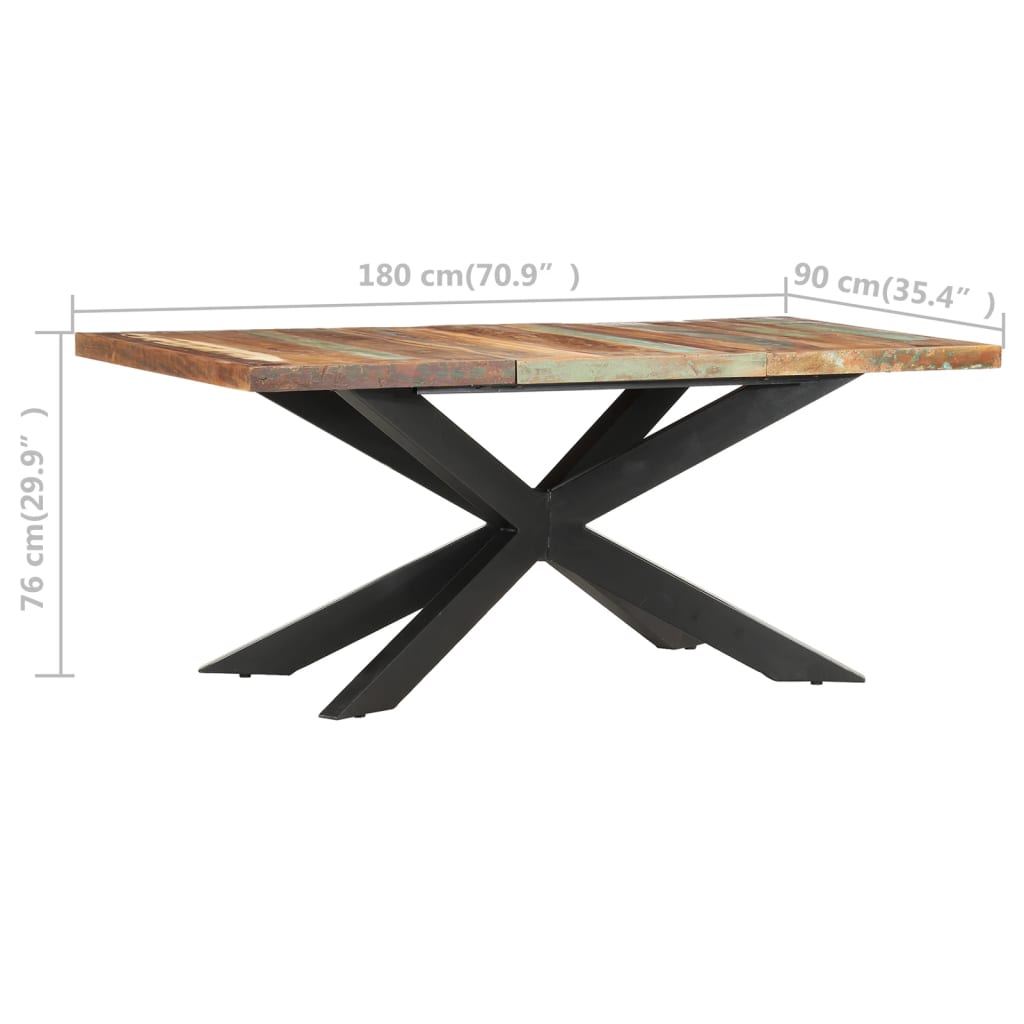 Table de salle à manger 180x90x76cm Bois de récupération solide