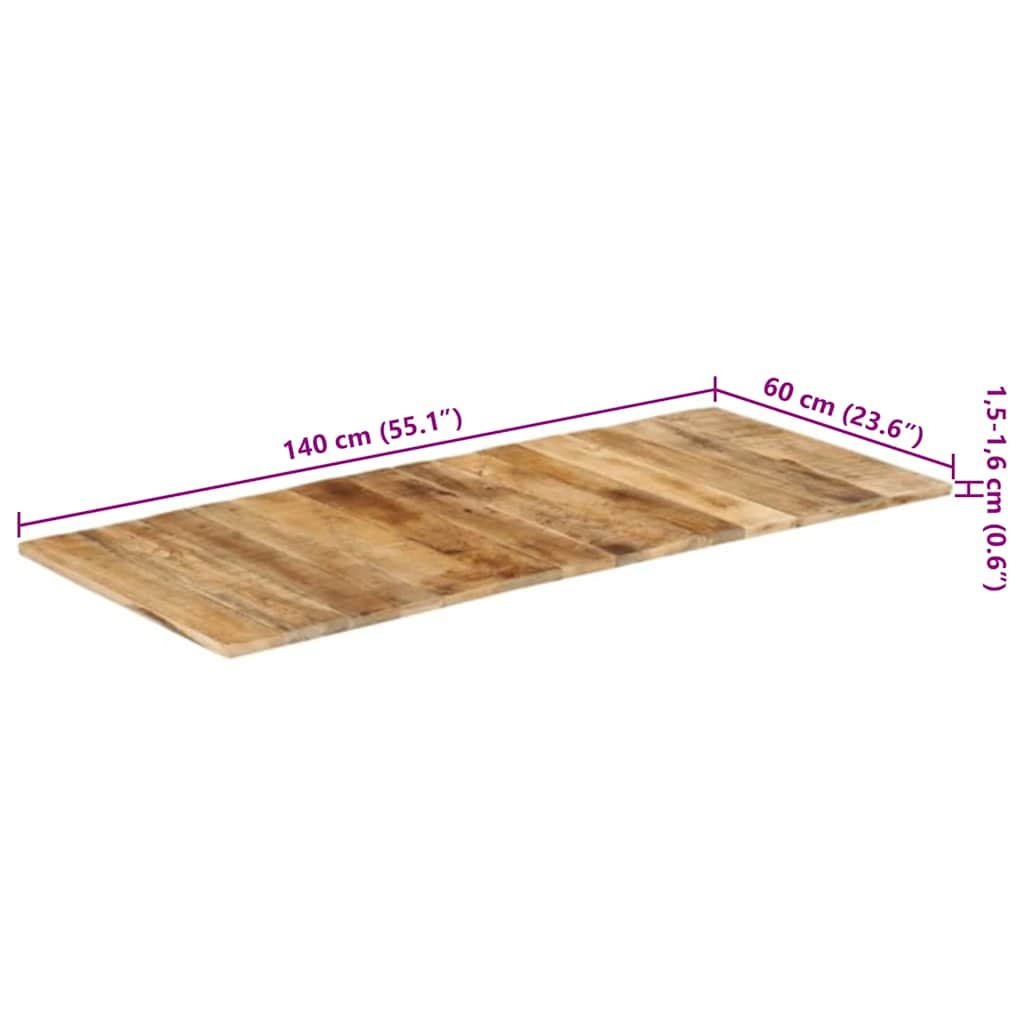 Dessus de table bois de manguier solide 15-16 mm 140x60 cm - XIOS
