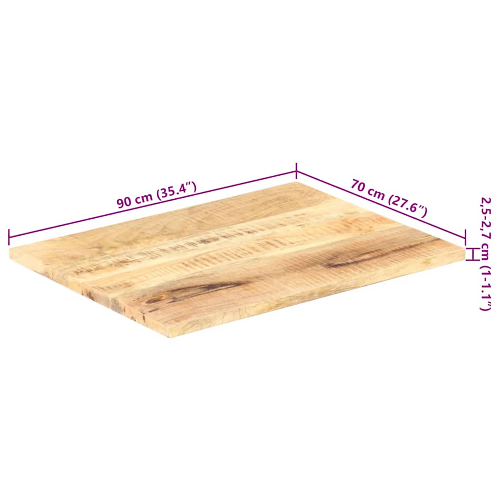 Dessus de table Bois de manguier solide 25-27 mm 90x70 cm - XIOS