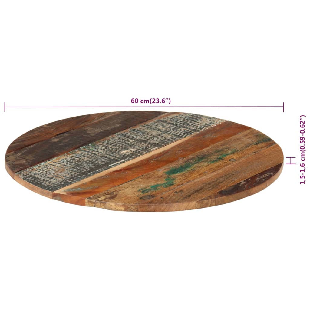 Dessus de table rond 60 cm 15-16 mm Bois de récupération - XIOS