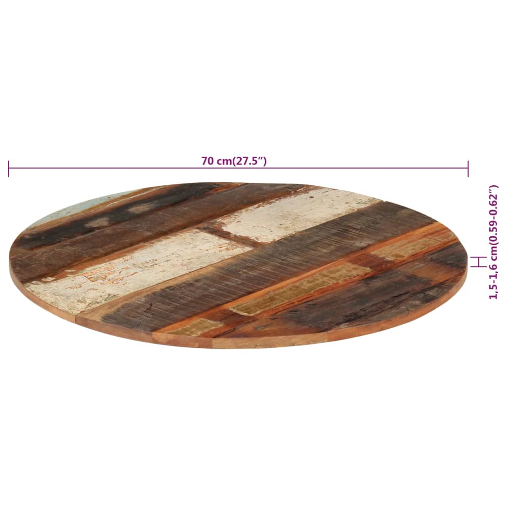 Dessus de table rond 70 cm 15-16 mm Bois de récupération - XIOS
