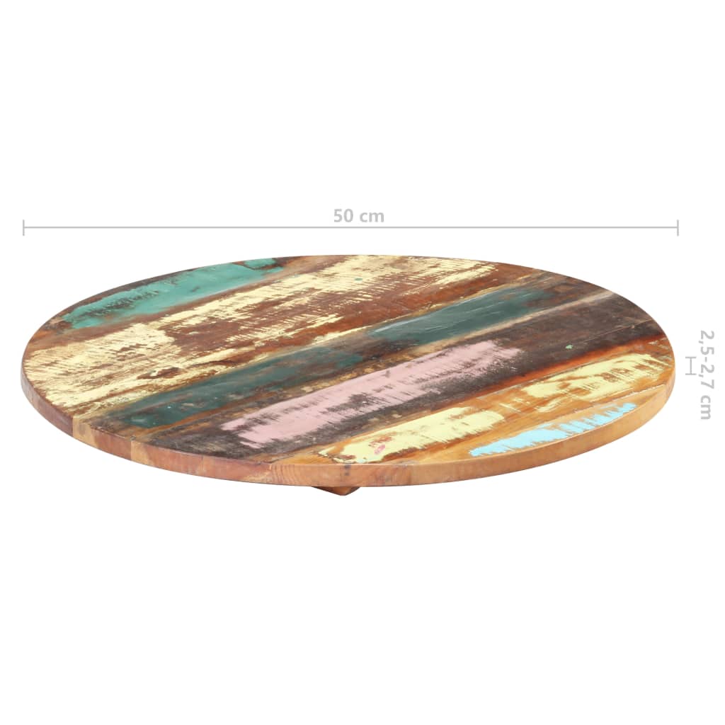 Dessus de table rond 50 cm 25-27 mm Bois de récupération solide - XIOS