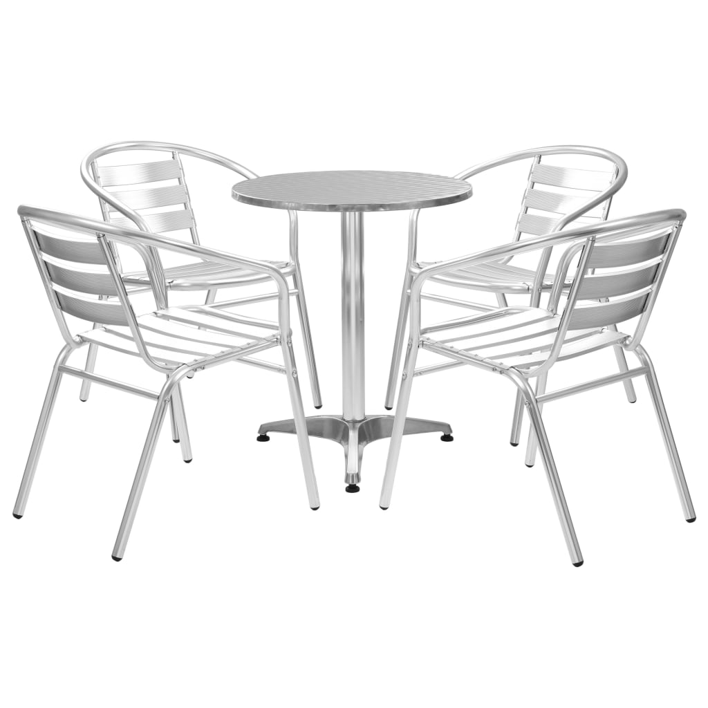 Ensemble à manger d'extérieur 5 pcs Aluminium Argenté - XIOS