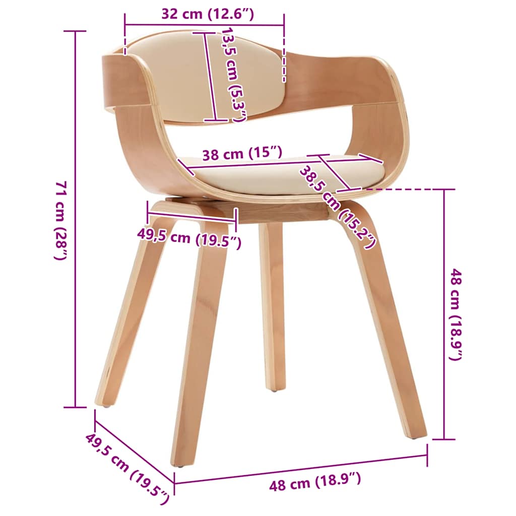 Chaises à manger lot de 2 bois courbé et similicuir - XIOS