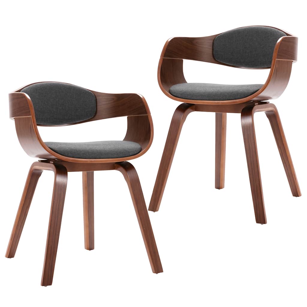 Chaises à manger lot de 2 bois courbé et tissu gris - XIOS