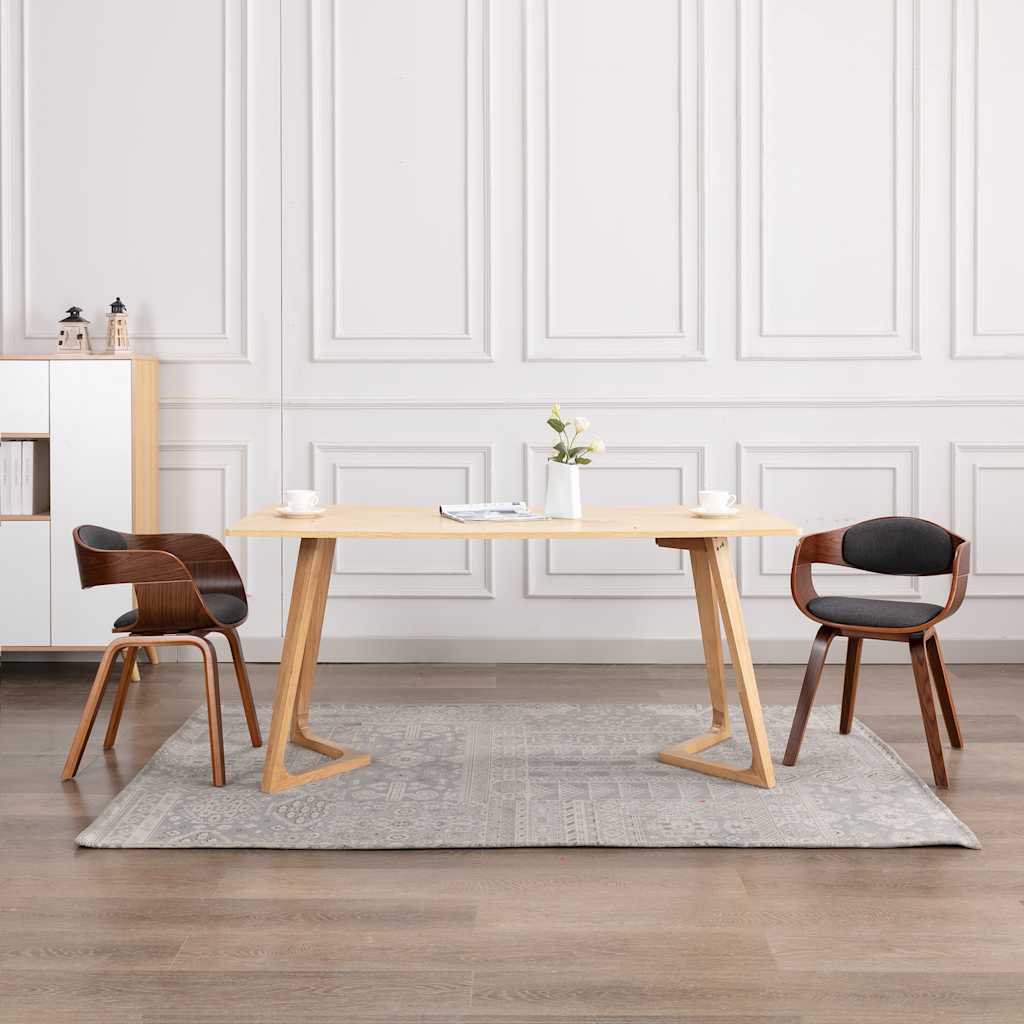 Chaises à manger lot de 2 bois courbé et tissu gris - XIOS