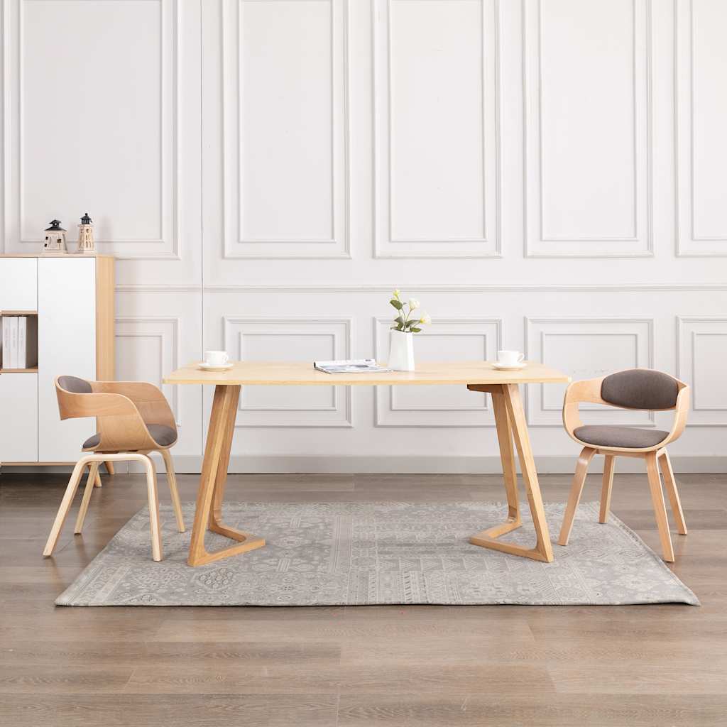 Chaises à manger lot de 2 bois courbé et tissu taupe - XIOS