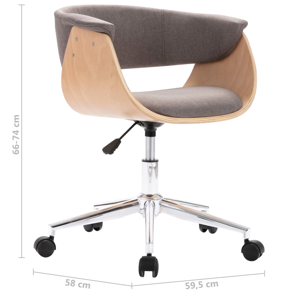 Chaise pivotante à manger Taupe Bois courbé et tissu - XIOS