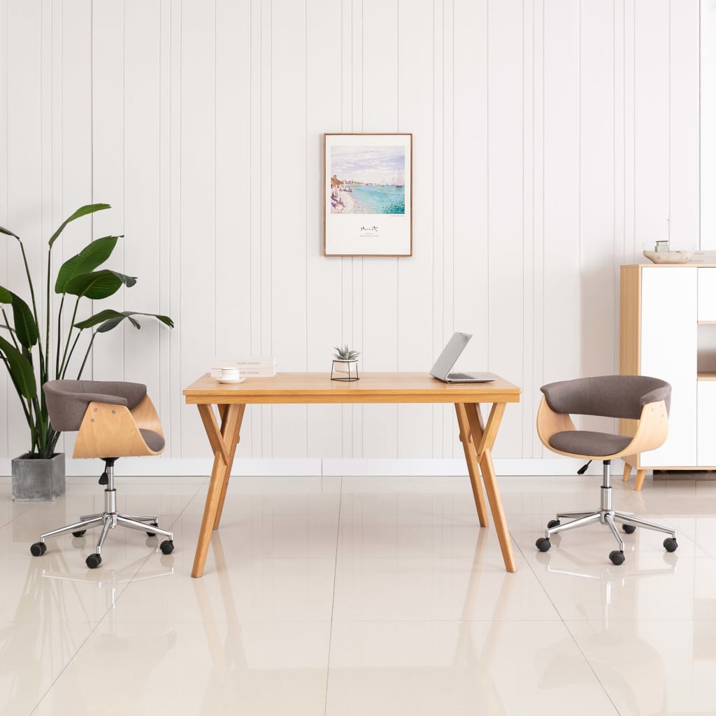 Chaise pivotante à manger Taupe Bois courbé et tissu - XIOS