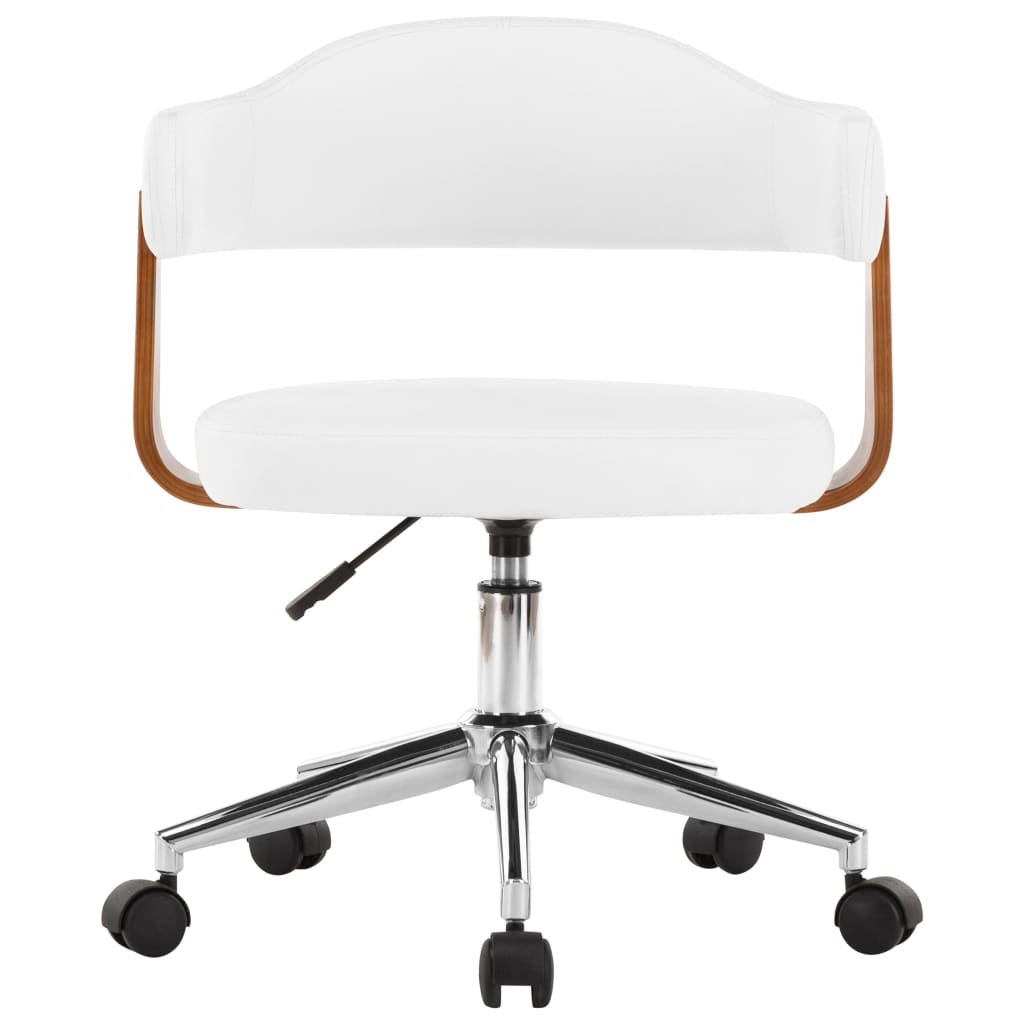 Chaise pivotante à dîner Blanc Bois courbé et similicuir - XIOS