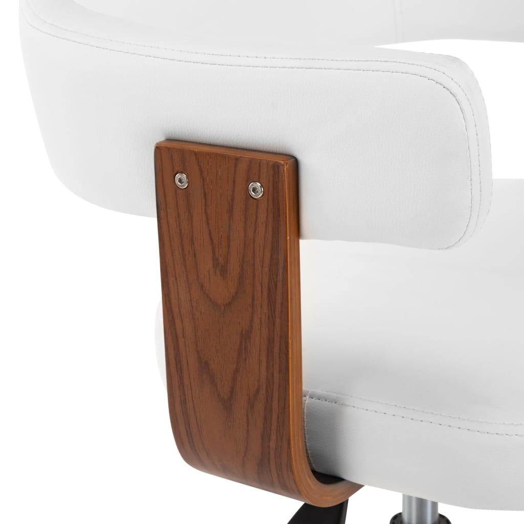 Chaise pivotante à dîner Blanc Bois courbé et similicuir - XIOS