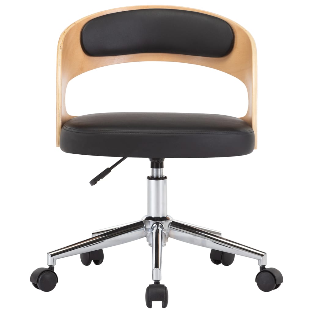 Chaise pivotante à manger Noir Bois courbé et similicuir - XIOS
