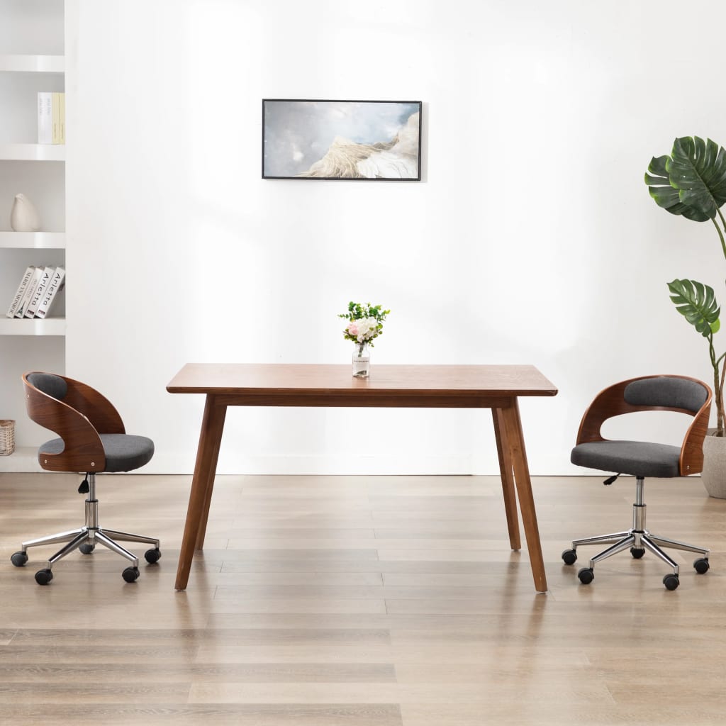 Chaise pivotante à manger Gris Bois courbé et tissu - XIOS
