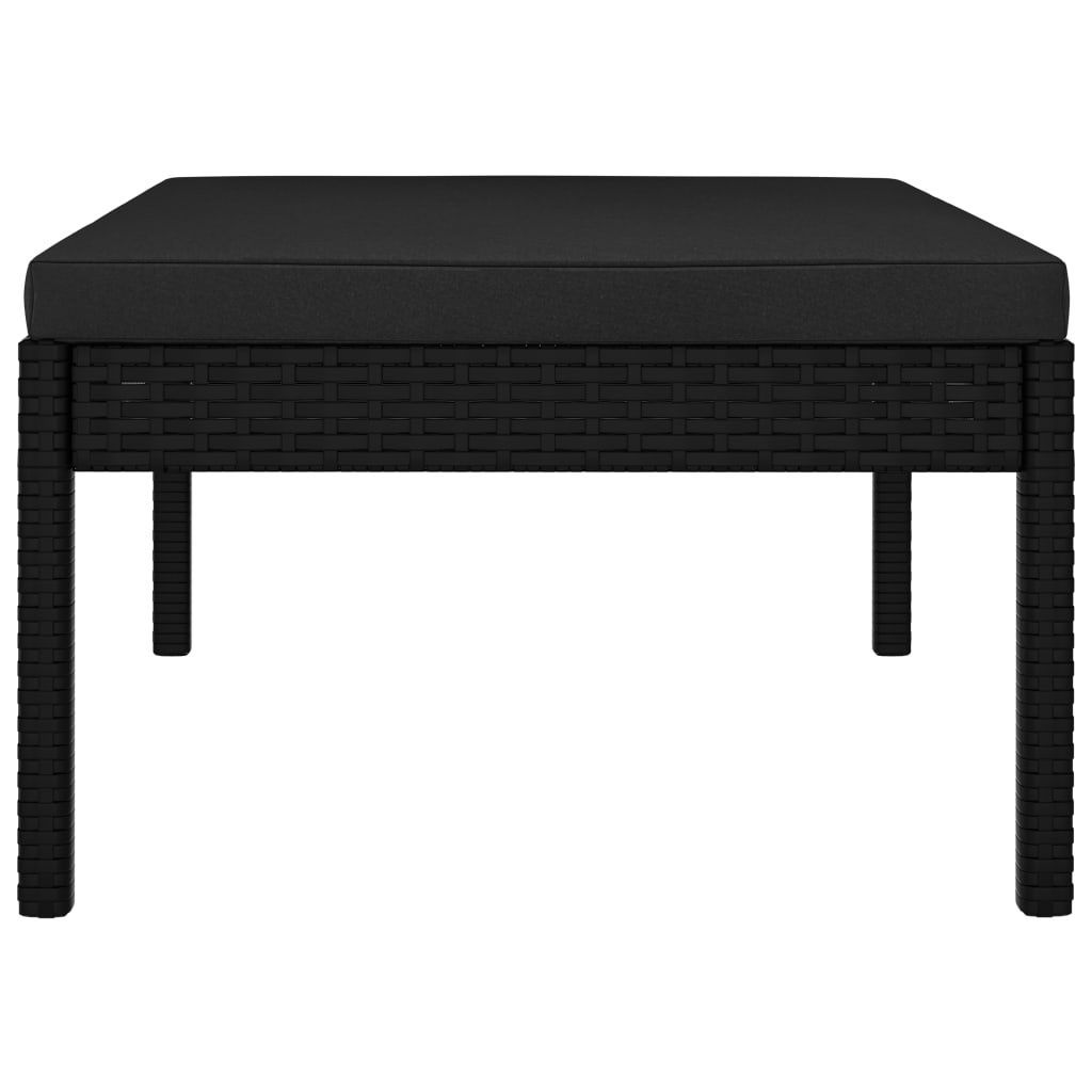 Salon de jardin 3 pcs avec coussins Résine tressée Noir