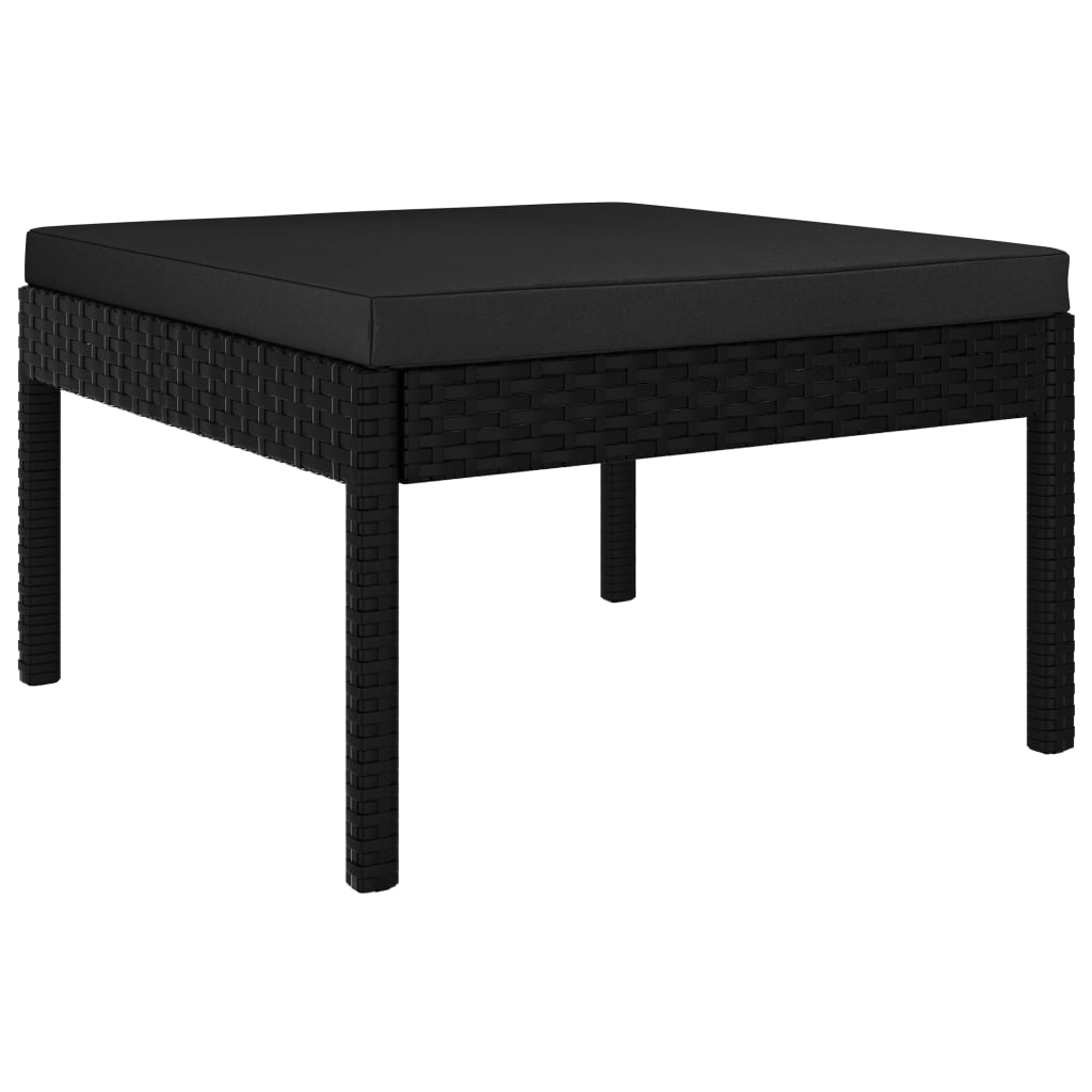 Salon de jardin 3 pcs avec coussins Résine tressée Noir
