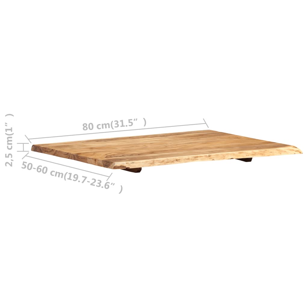Dessus de table Bois d'acacia massif 80x(50-60)x2,5 cm - XIOS