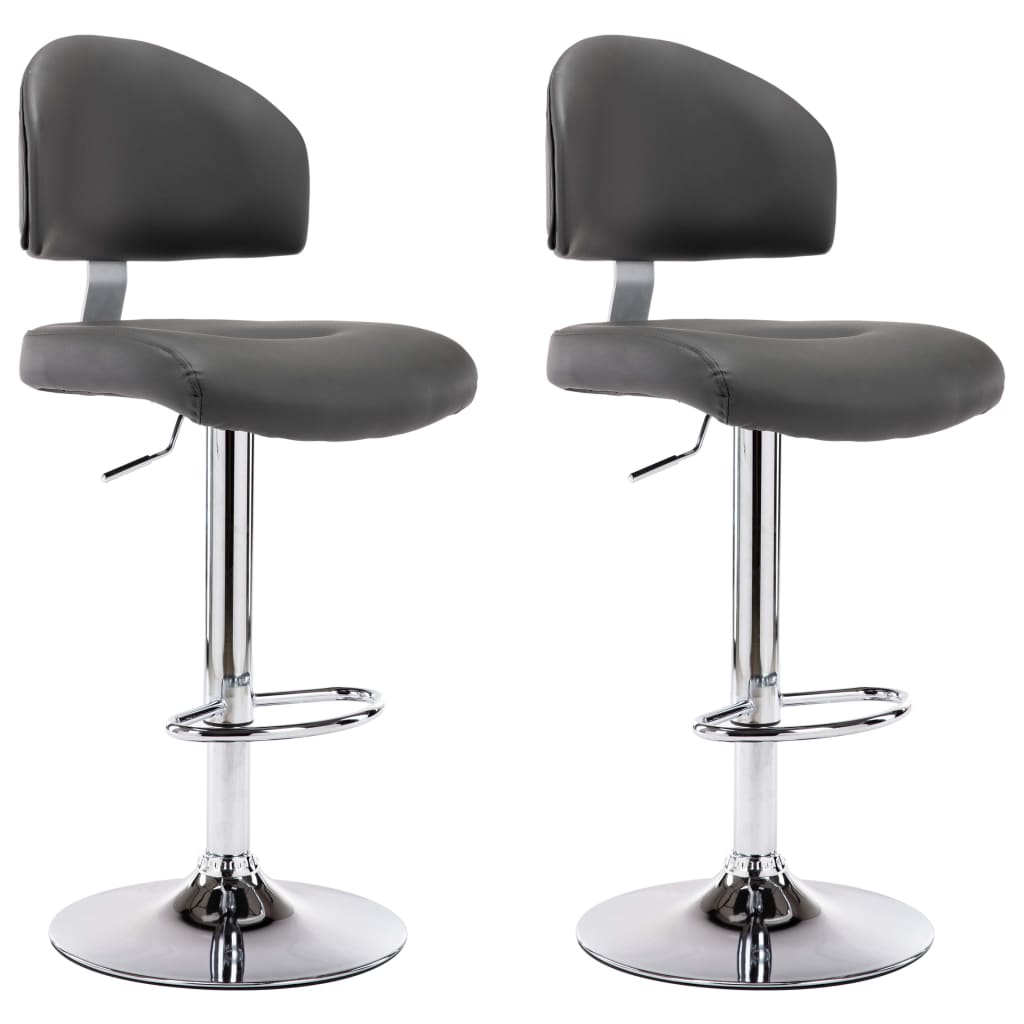 Tabourets de bar lot de 2 gris similicuir - XIOS