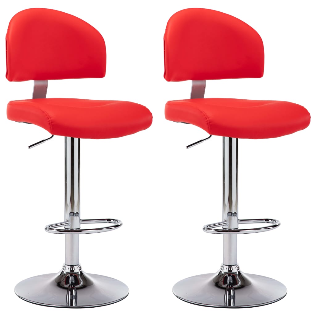 Tabourets de bar lot de 2 rouge similicuir - XIOS