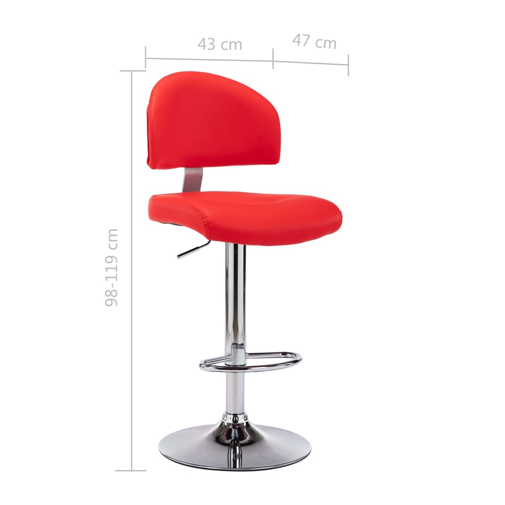 Tabourets de bar lot de 2 rouge similicuir - XIOS
