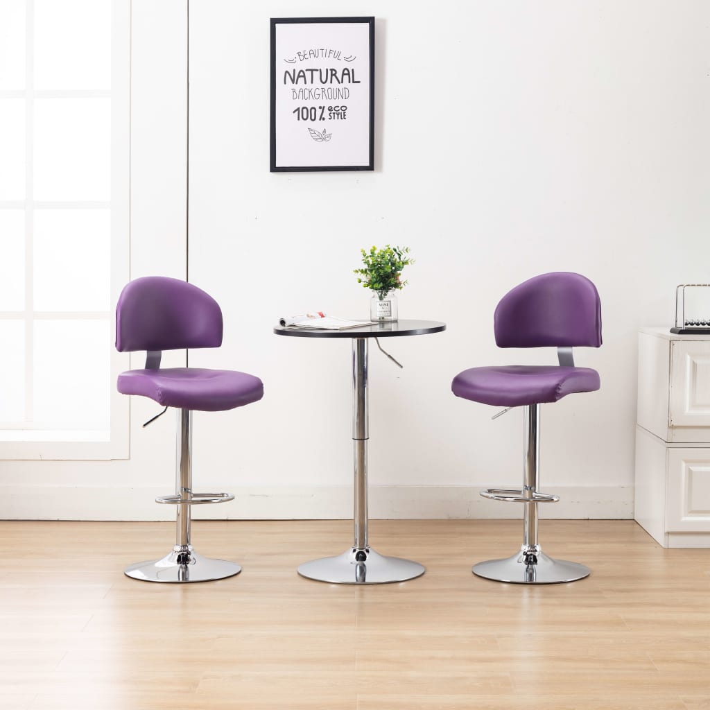 Tabourets de bar lot de 2 violet similicuir - XIOS