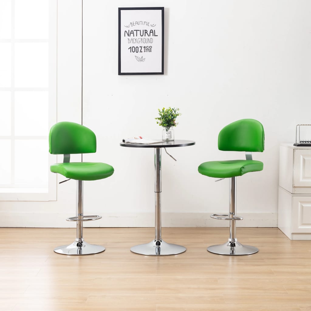 Tabourets de bar lot de 2 vert similicuir - XIOS