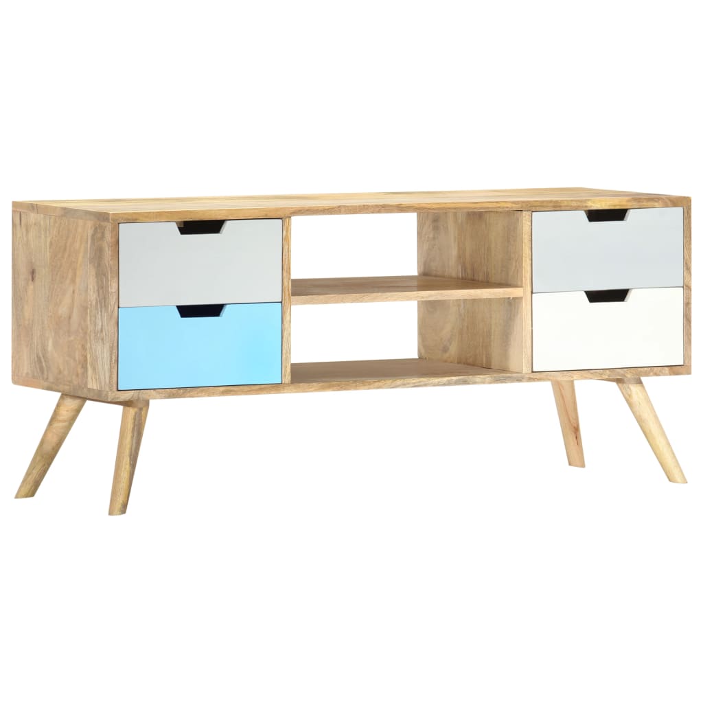 Meuble TV 110x35x48 cm Bois de manguier massif - XIOS