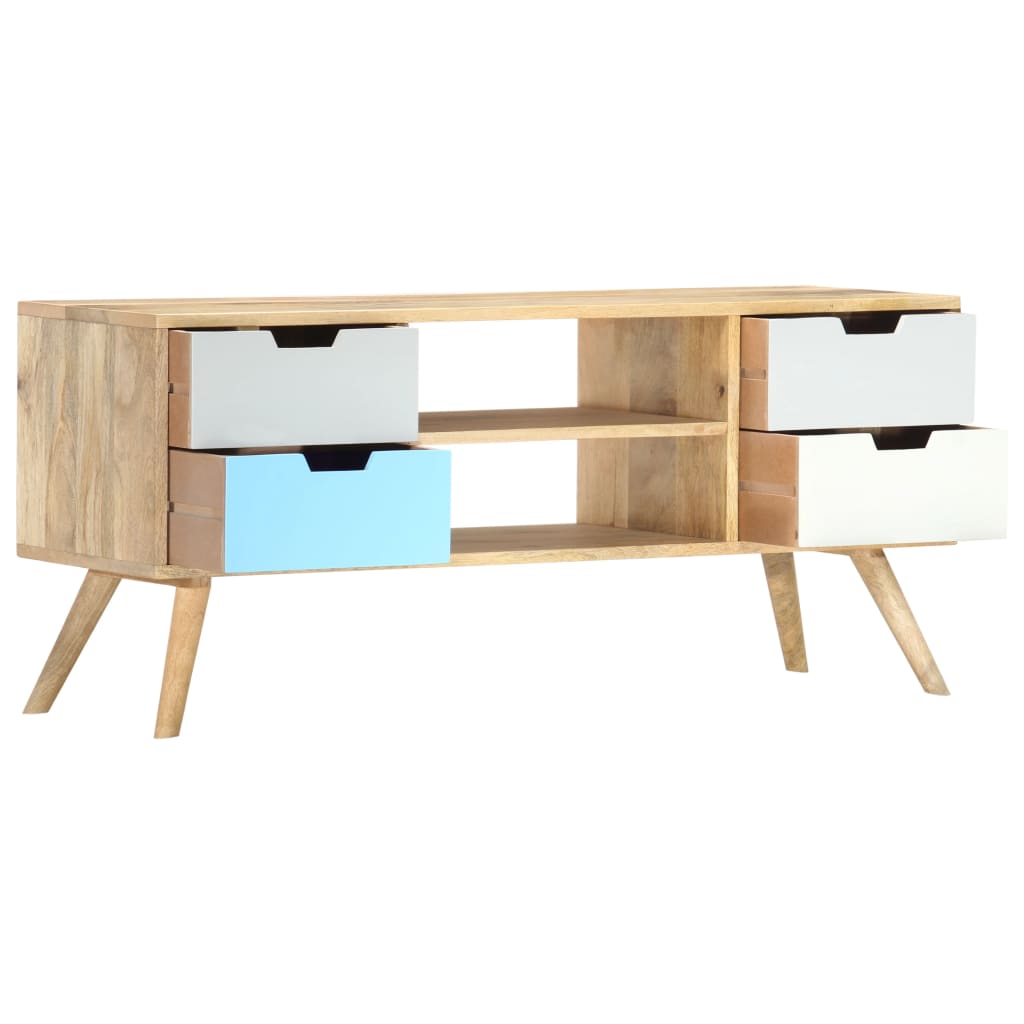 Meuble TV 110x35x48 cm Bois de manguier massif - XIOS