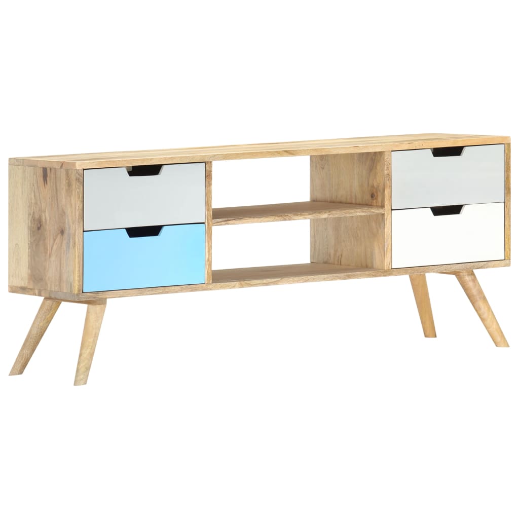 Meuble TV 110x35x48 cm Bois de manguier massif - XIOS