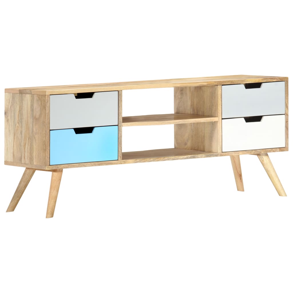 Meuble TV 110x35x48 cm Bois de manguier massif - XIOS