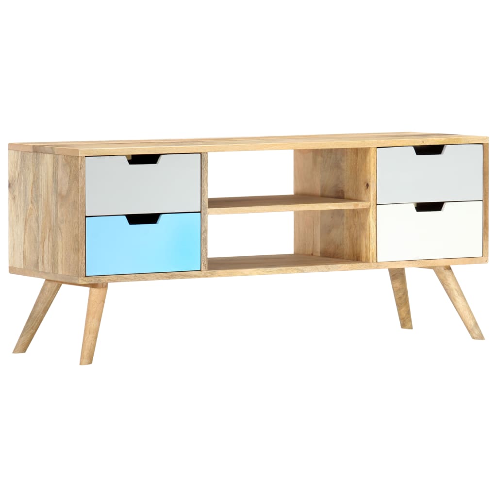 Meuble TV 110x35x48 cm Bois de manguier massif - XIOS