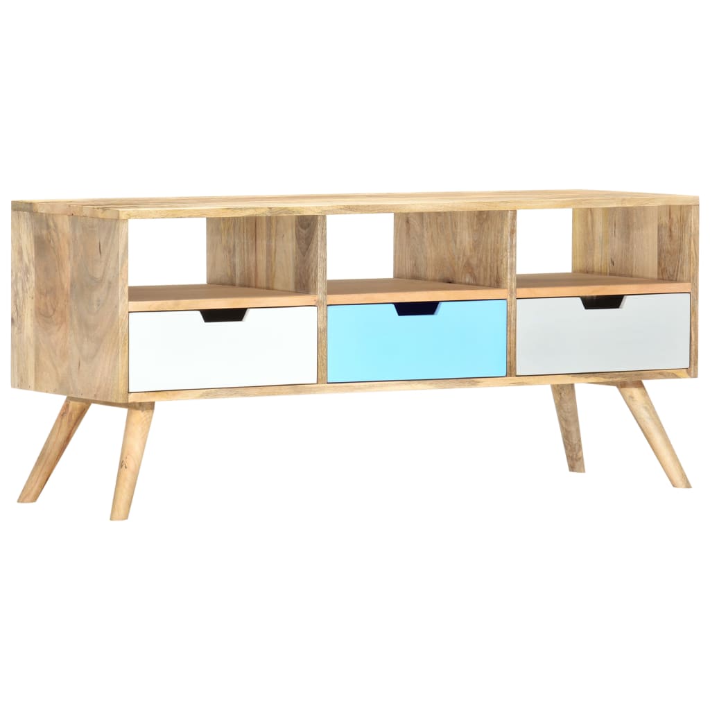 Meuble TV 110x35x48 cm Bois de manguier massif - XIOS