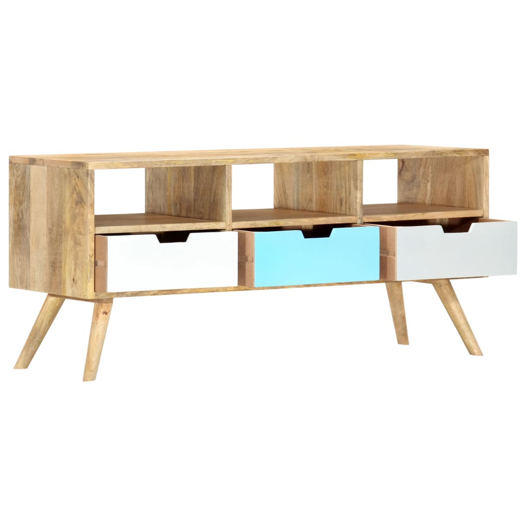 Meuble TV 110x35x48 cm Bois de manguier massif - XIOS
