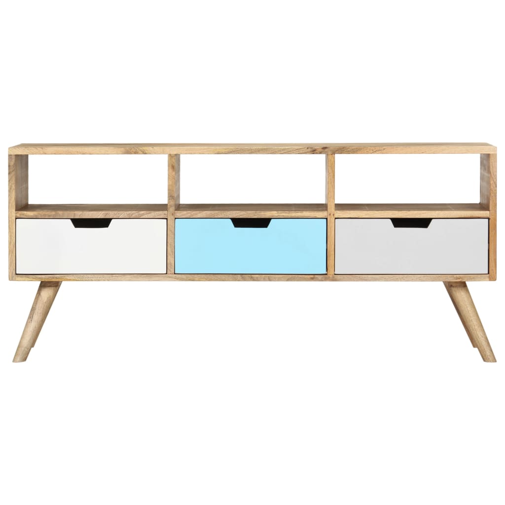 Meuble TV 110x35x48 cm Bois de manguier massif - XIOS