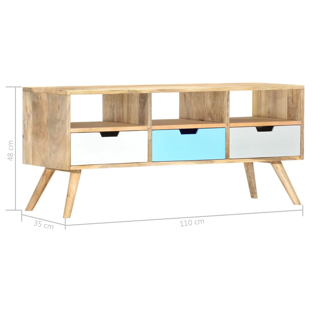 Meuble TV 110x35x48 cm Bois de manguier massif - XIOS
