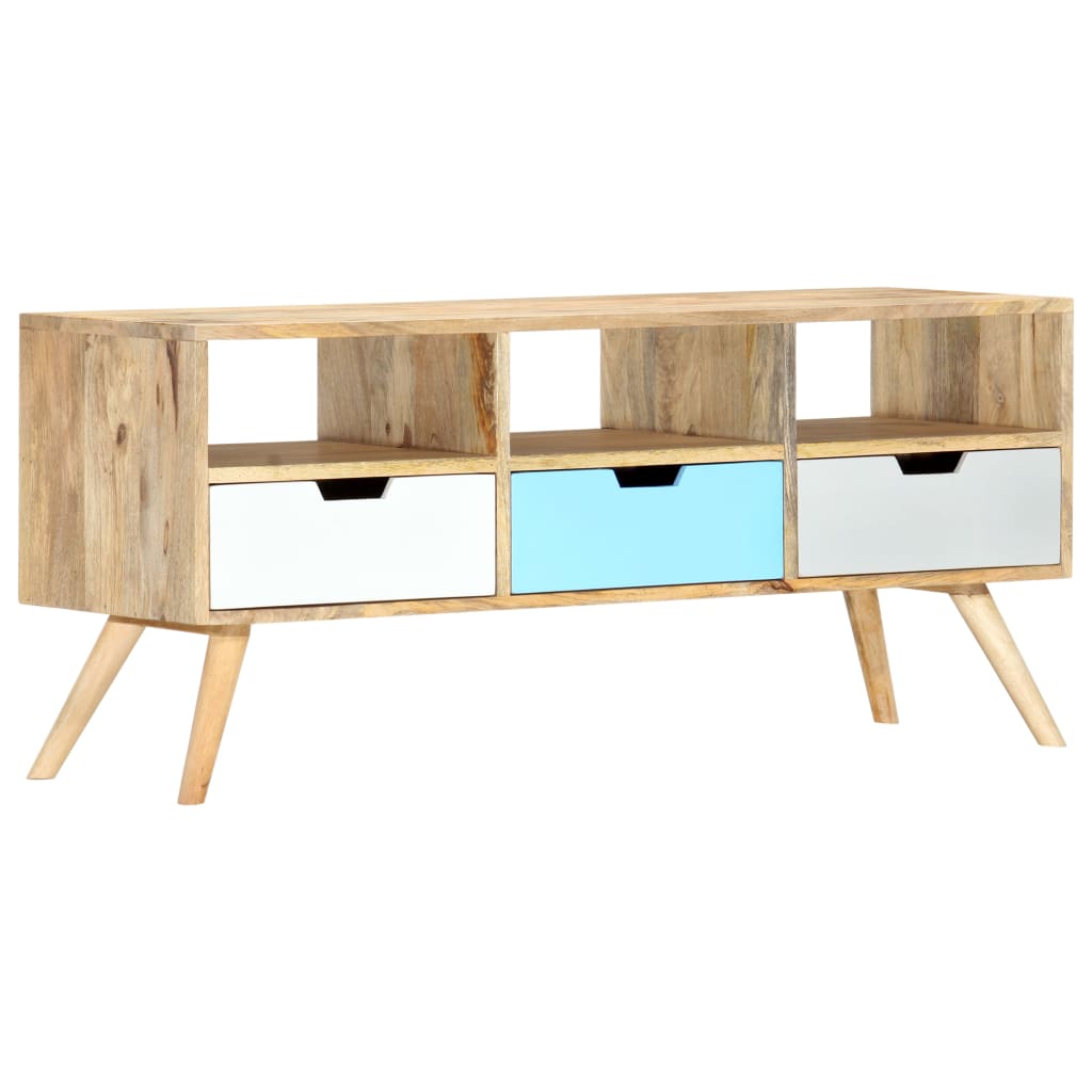 Meuble TV 110x35x48 cm Bois de manguier massif - XIOS