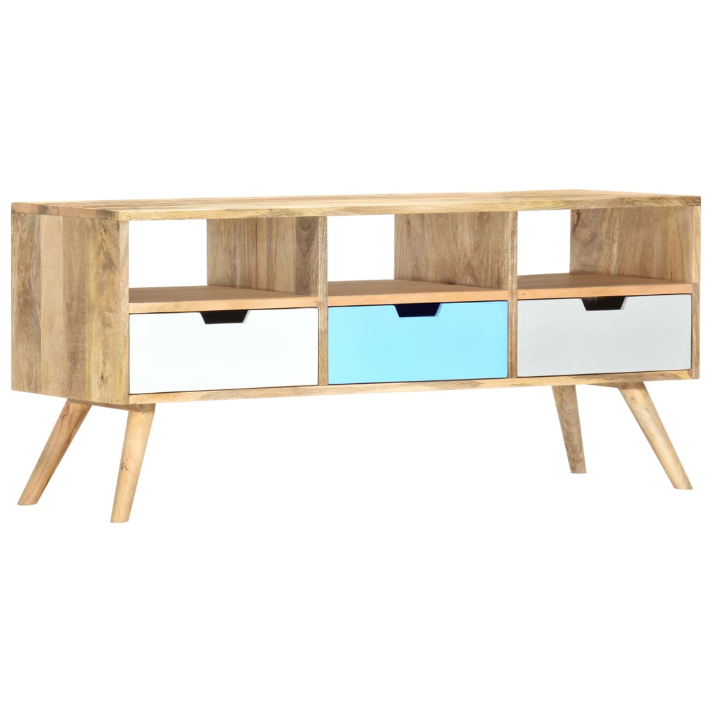 Meuble TV 110x35x48 cm Bois de manguier massif - XIOS