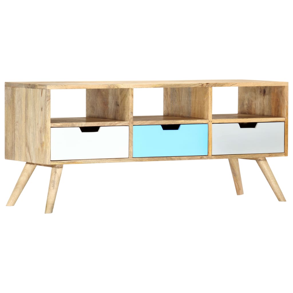 Meuble TV 110x35x48 cm Bois de manguier massif - XIOS