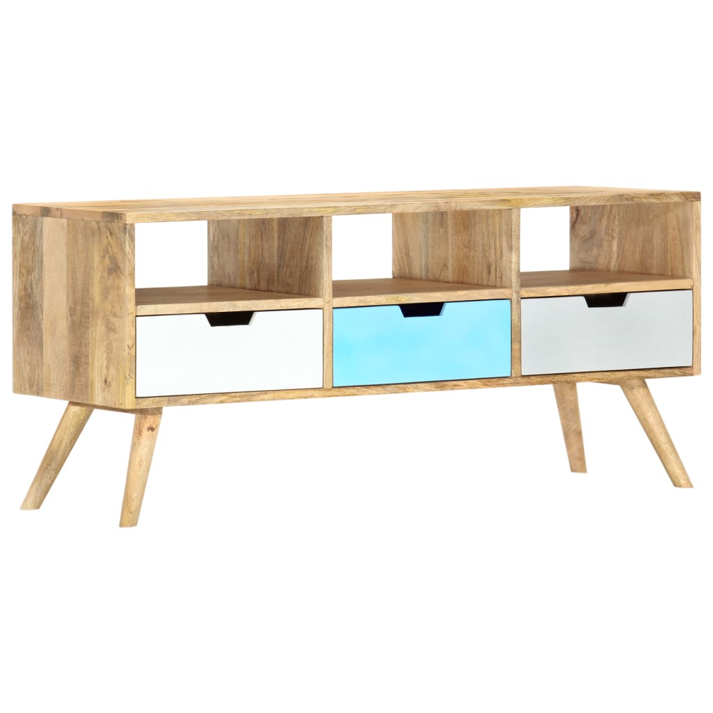 Meuble TV 110x35x48 cm Bois de manguier massif - XIOS