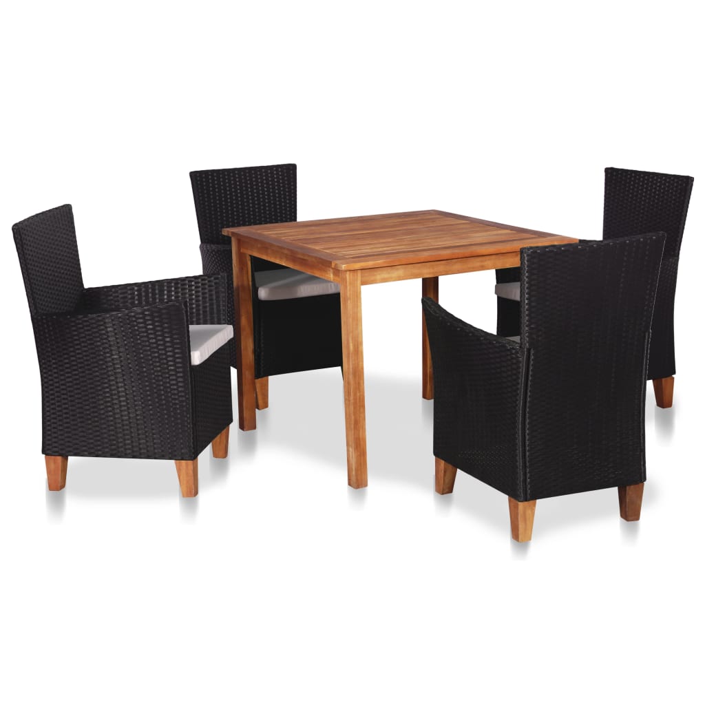 Ensemble à manger d'extérieur 5 pcs Résine tressée Noir marron - XIOS