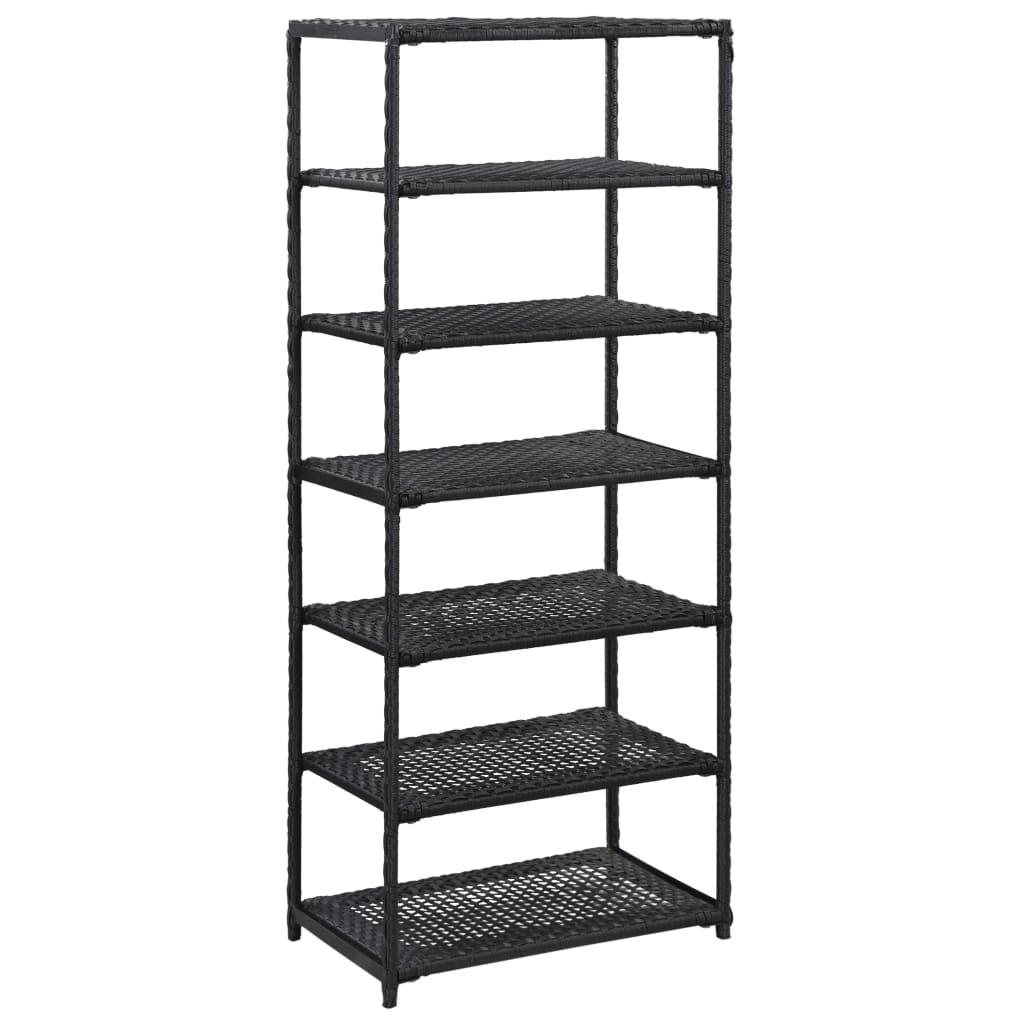 Étagère à chaussures Noir 50x30x120 cm Résine tressée - XIOS