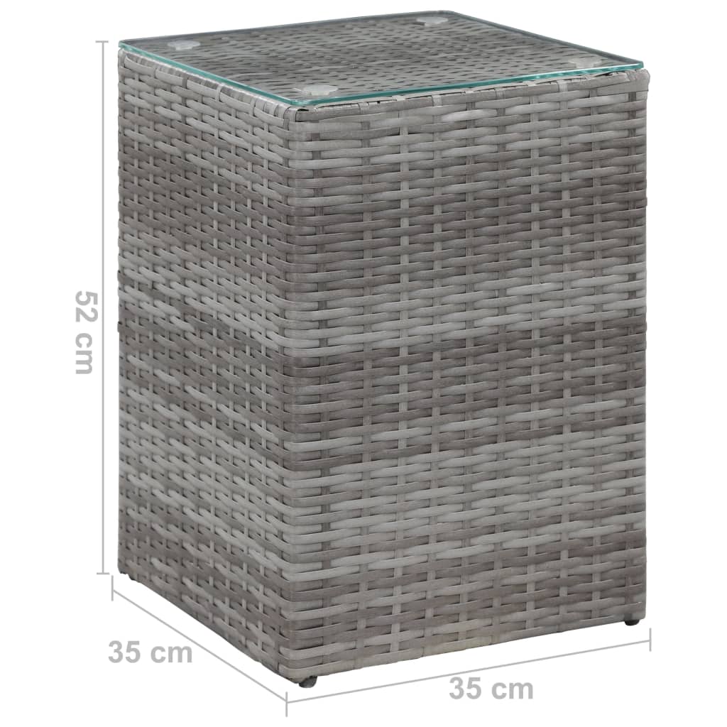 Table d'appoint à dessus en verre Gris 35x35x52 cm Poly rotin - XIOS