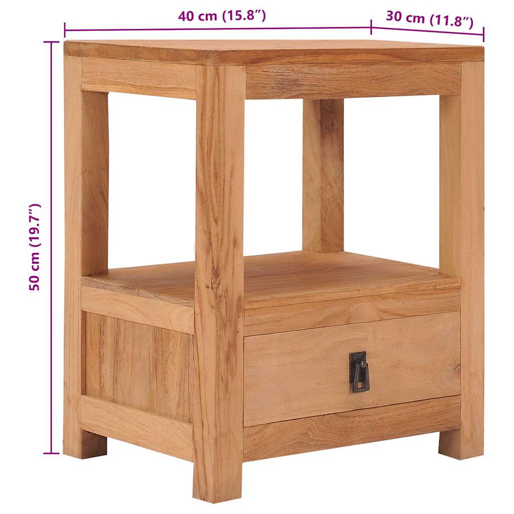 Table de chevet 40x30x50 cm bois de teck massif