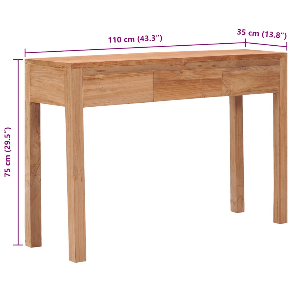Table console 110x35x75 cm bois de teck solide