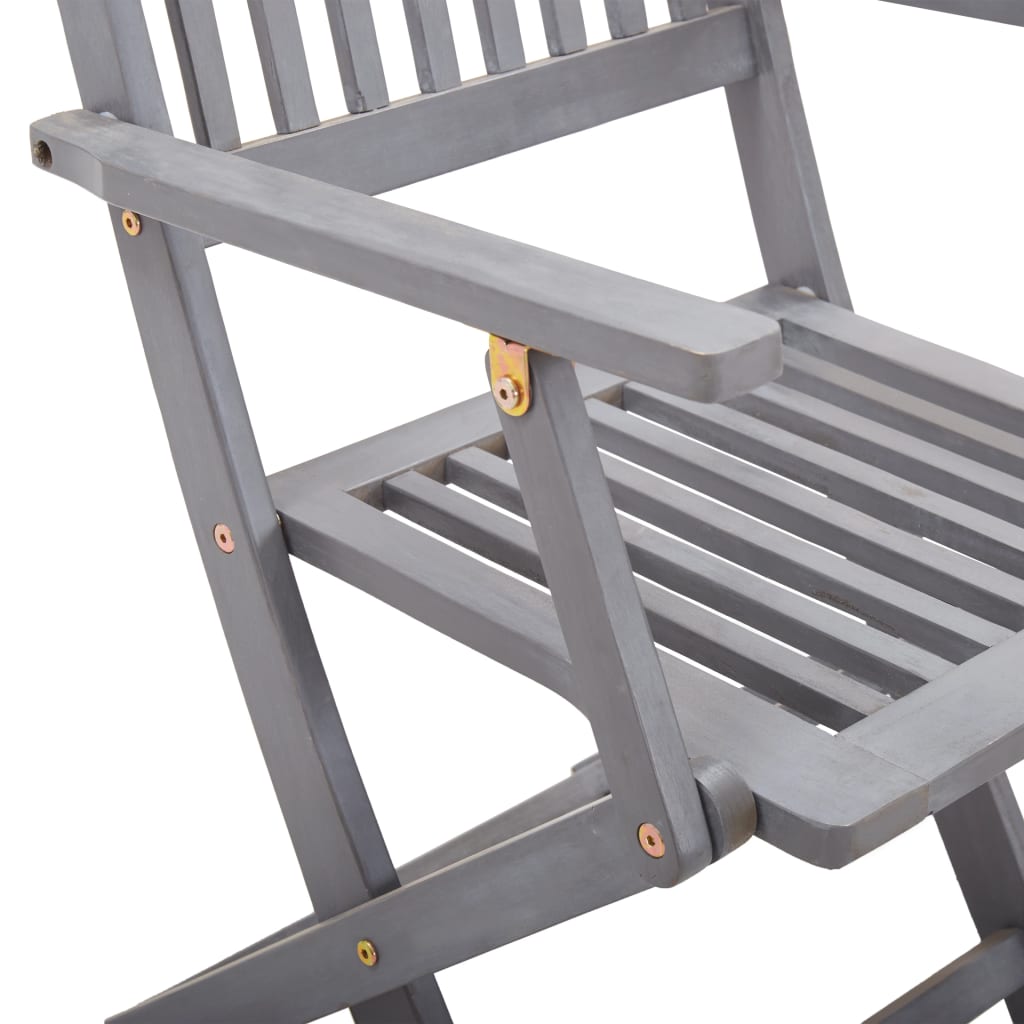 Ensemble à manger de jardin 5 pcs Bois d'acacia massif Gris