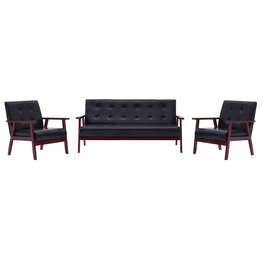 Ensemble de canapés 3 pcs Noir Similicuir - XIOS